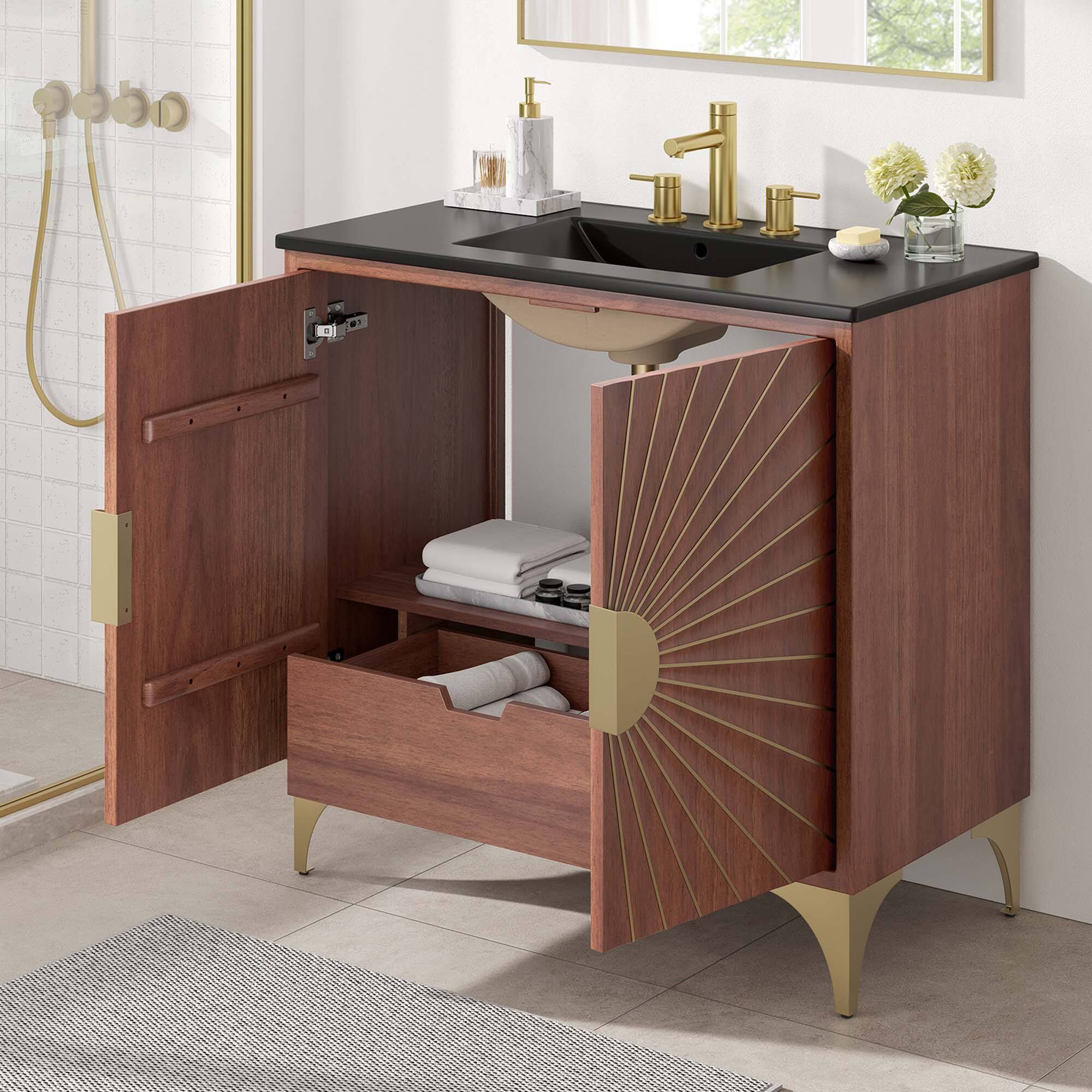 Alt View 1. Modway - Daylight Bathroom Vanity Basin Included by Modway - Black Walnut.