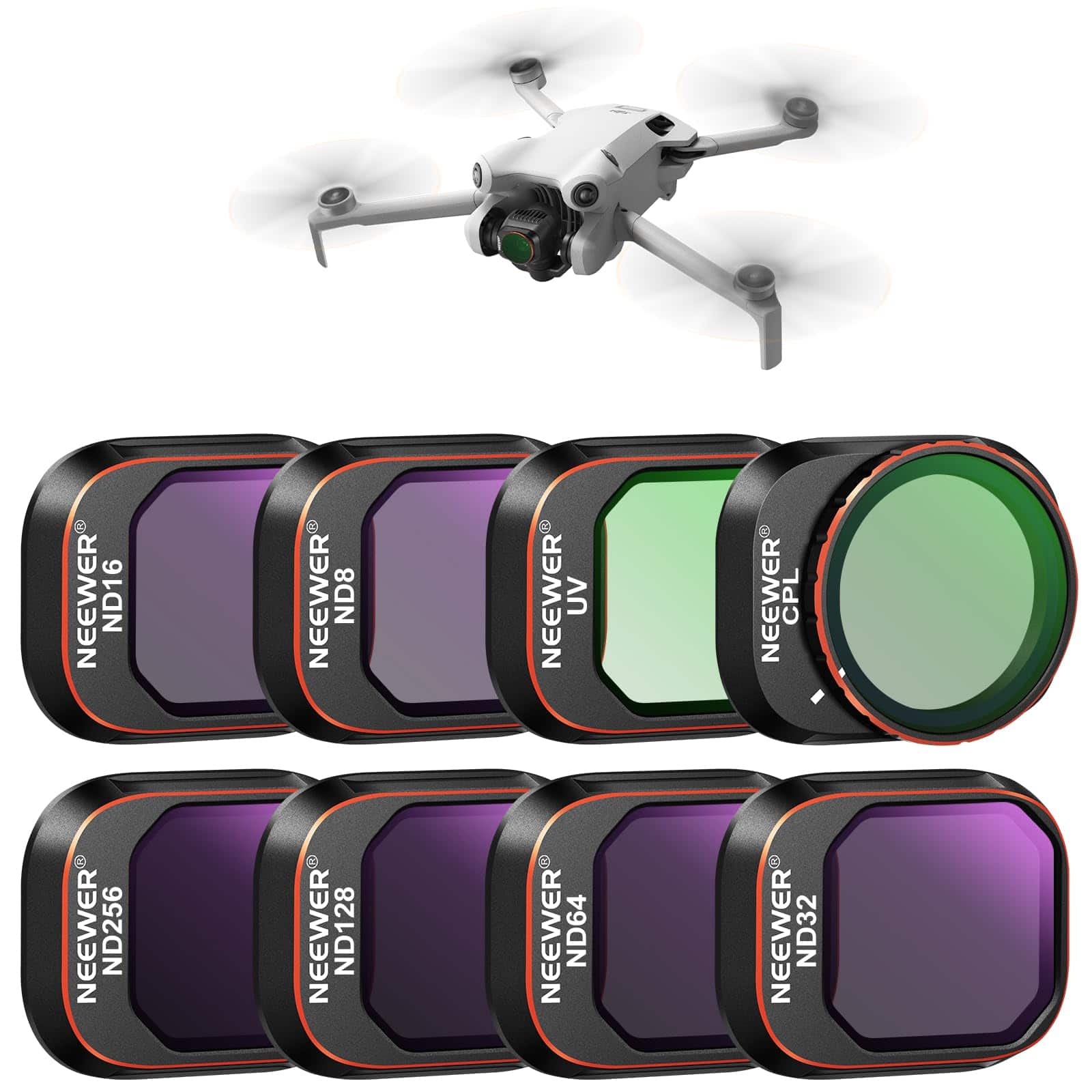 Neewer - 8-Pack ND/CPL/UV Filter Set for DJI Mini 4 Pro - Multi-Coated HD Lens Kit for Drone