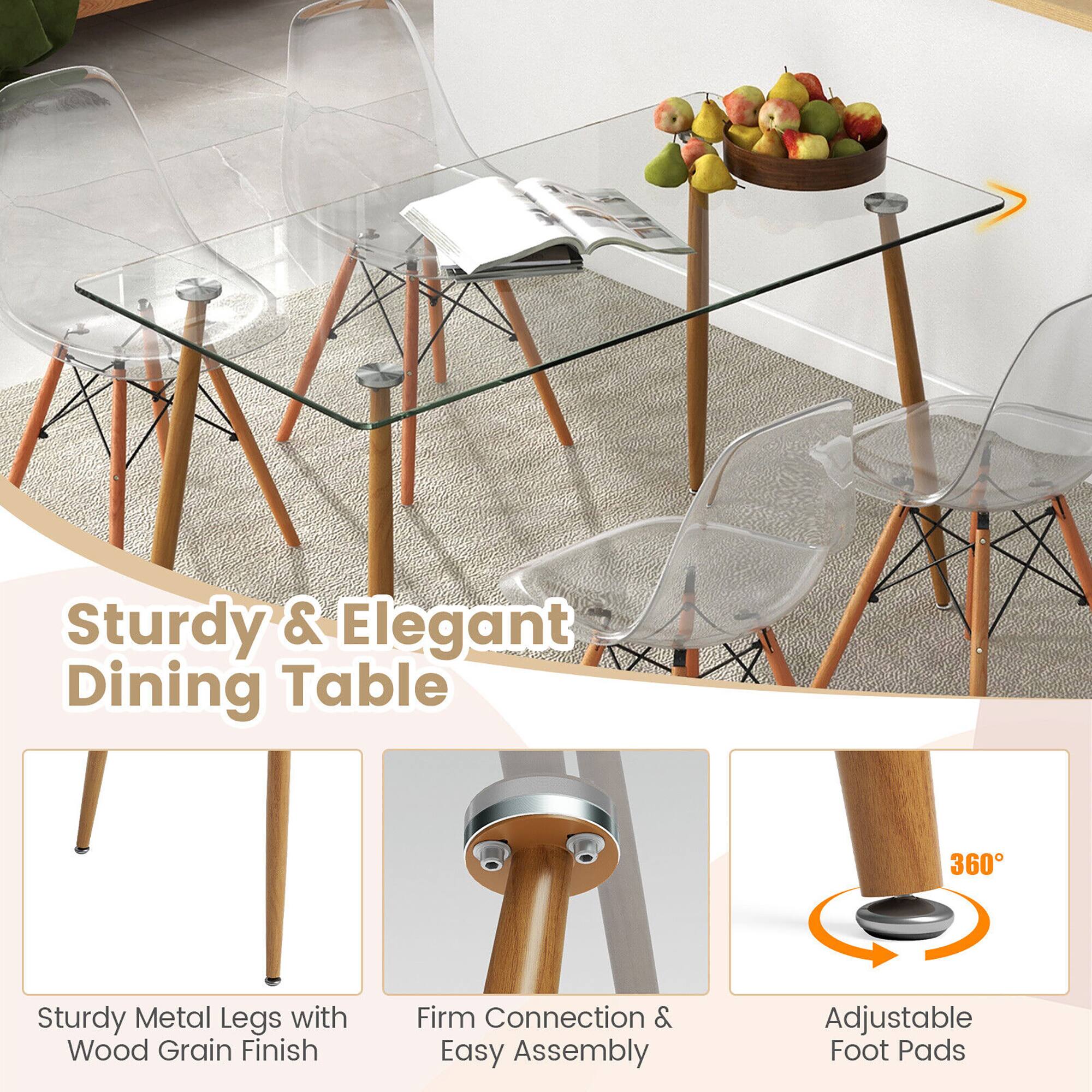 Sturdy & Elegant Dining Table

- Sturdy Metal Legs with Wood Grain Finish
- Firm Connection & Easy Assembly
- Adjustable Foot Pads