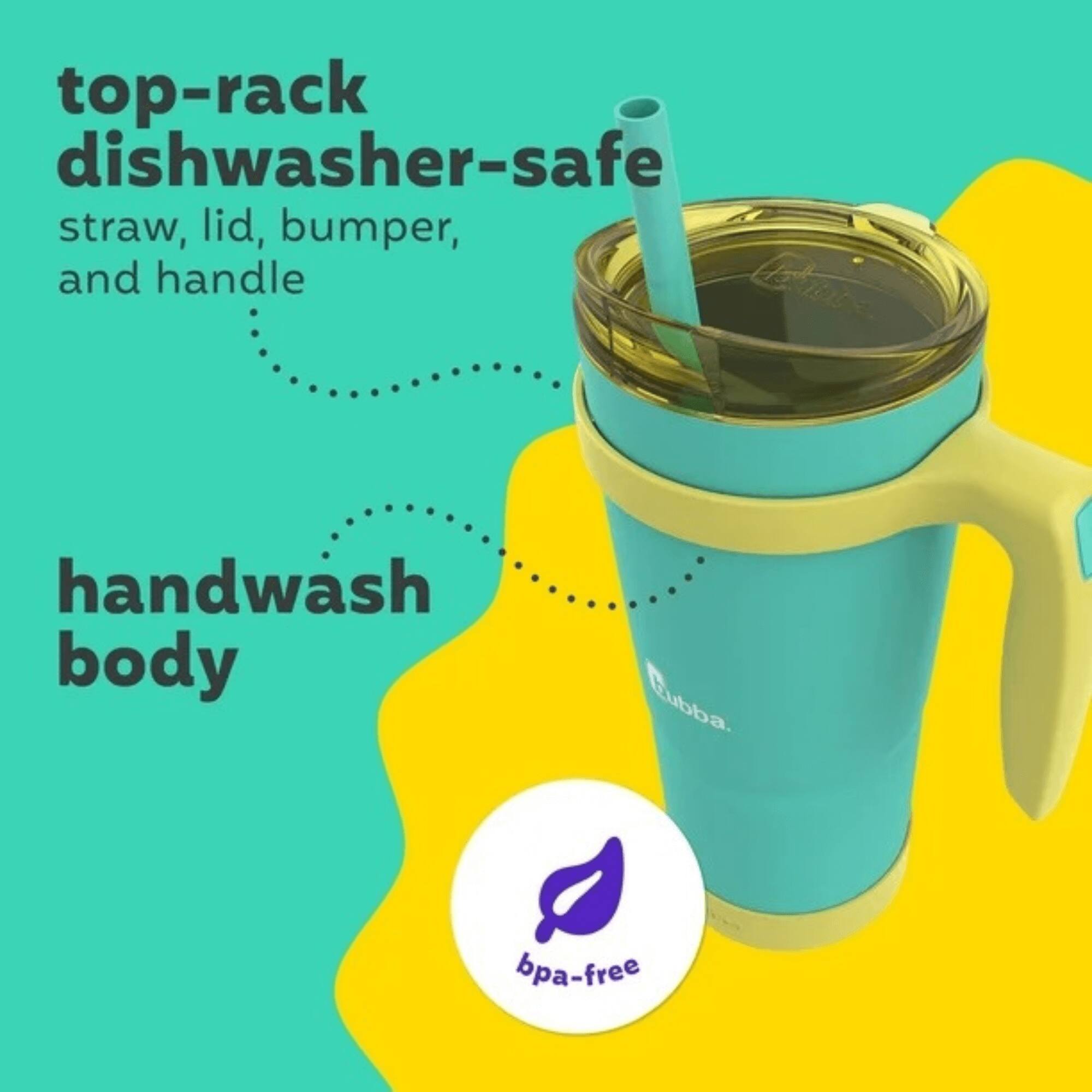 top-rack dishwasher-safe  
straw, lid, bumper, and handle  

handwash body  

bpa-free