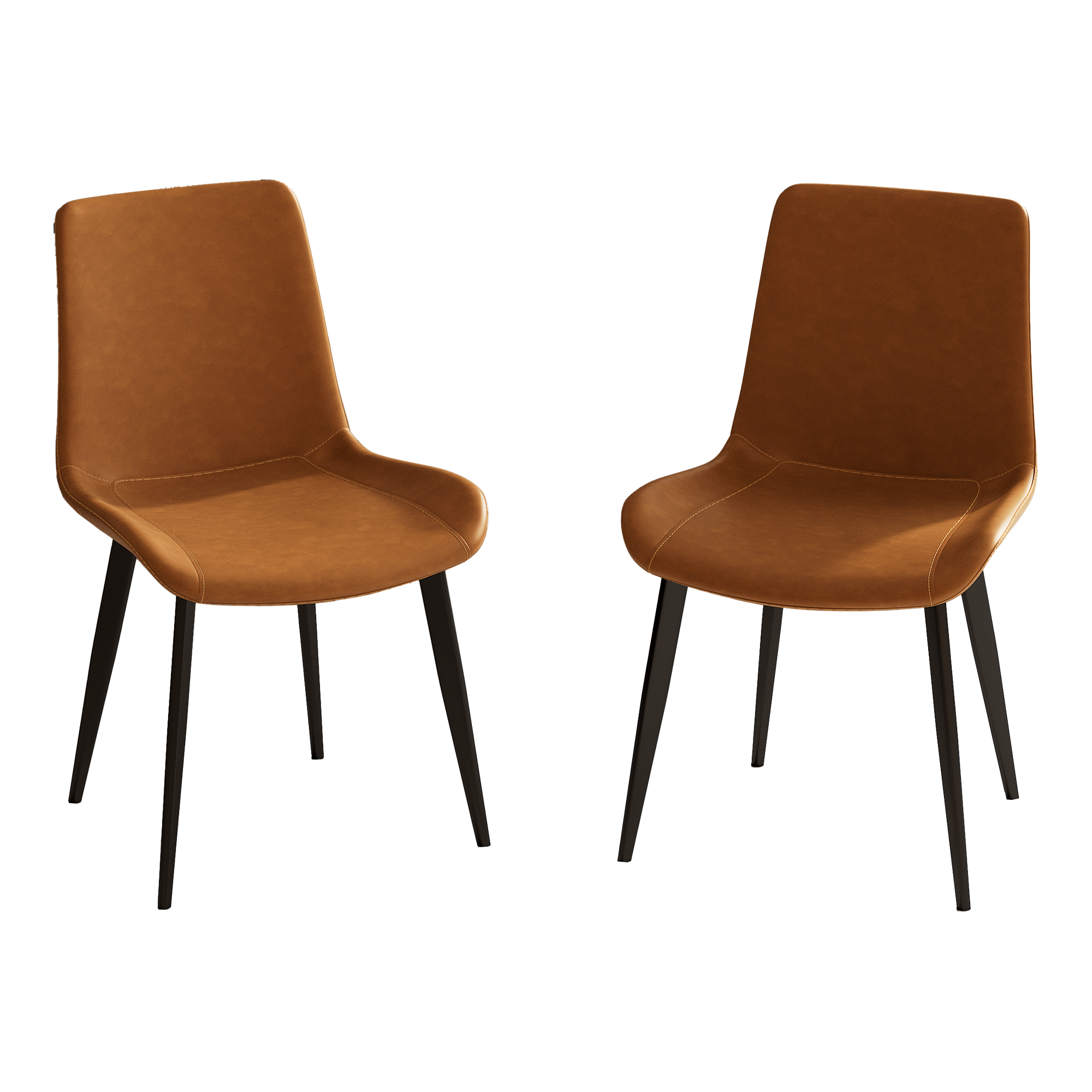 Front. Lirago - 20 Inch Modern Upholstered Faux Leather Dining Chairs Set of 2 Cushion Seat Sturdy Metal Legs - Orange.