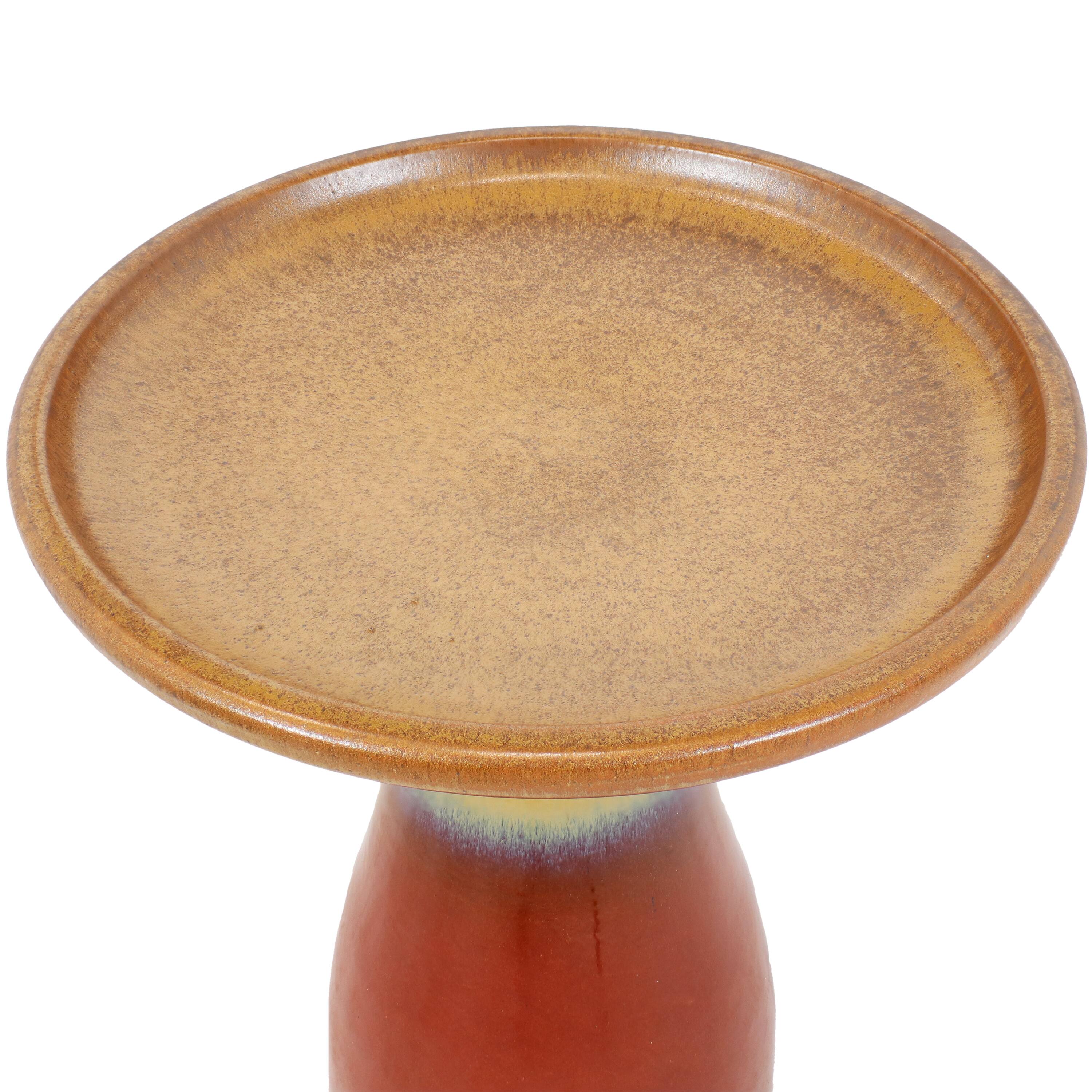 Alt View 7. Sunnydaze - Duo-Tone Glazed Ceramic Bird Bath - 20.5 in - Lemon Cognac.