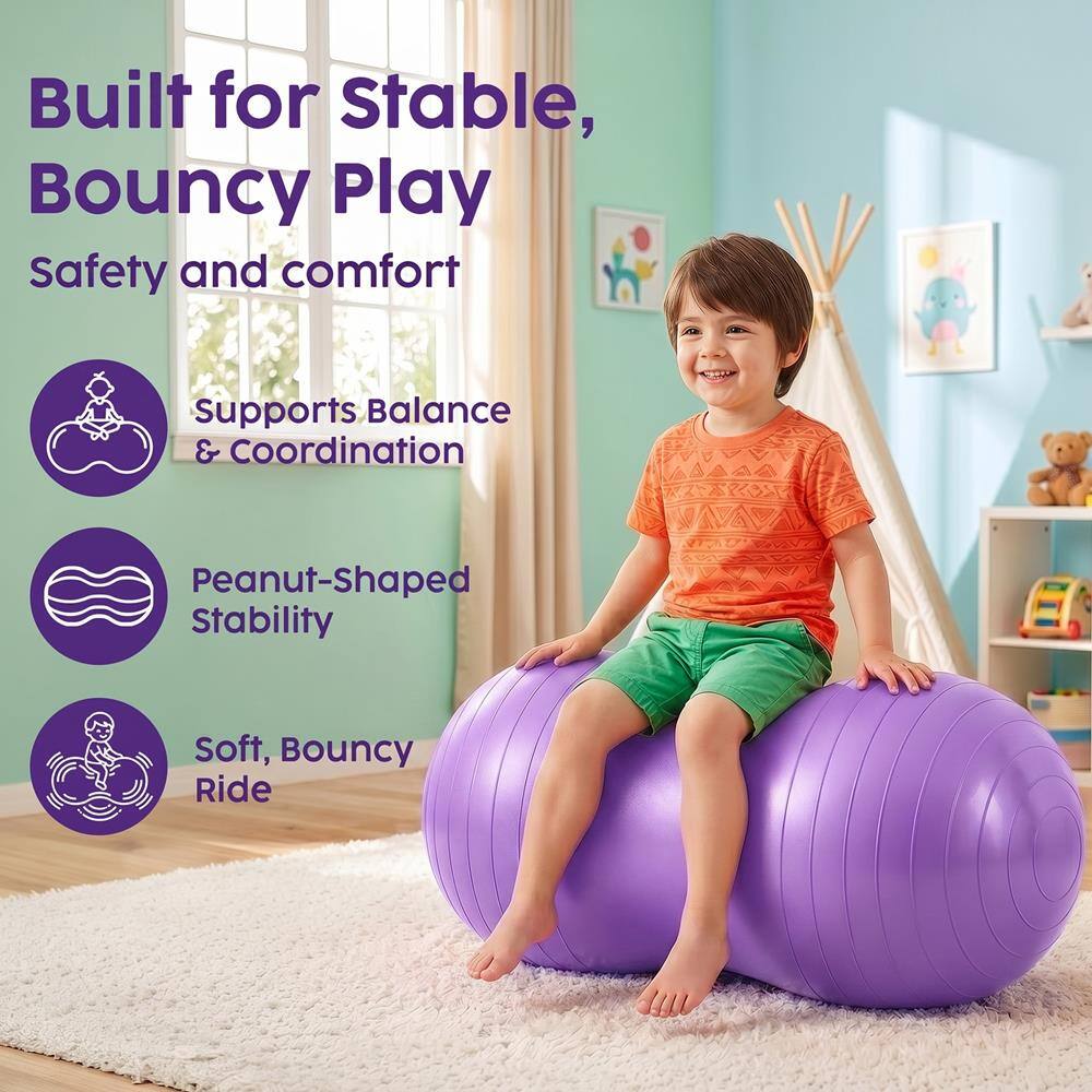 Built for stable, Bouncy Play  
Safety and comfort  
Supports Balance & Coordination  
Peanut-Shaped Stability  
Soft, Bouncy Ride