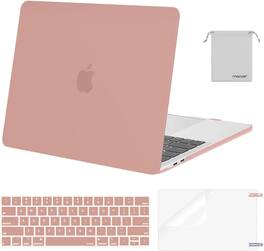 mosiso - MacBook Pro 13" hard shell case with keyboard skins, screen protector and storage bag - Salmon Pink