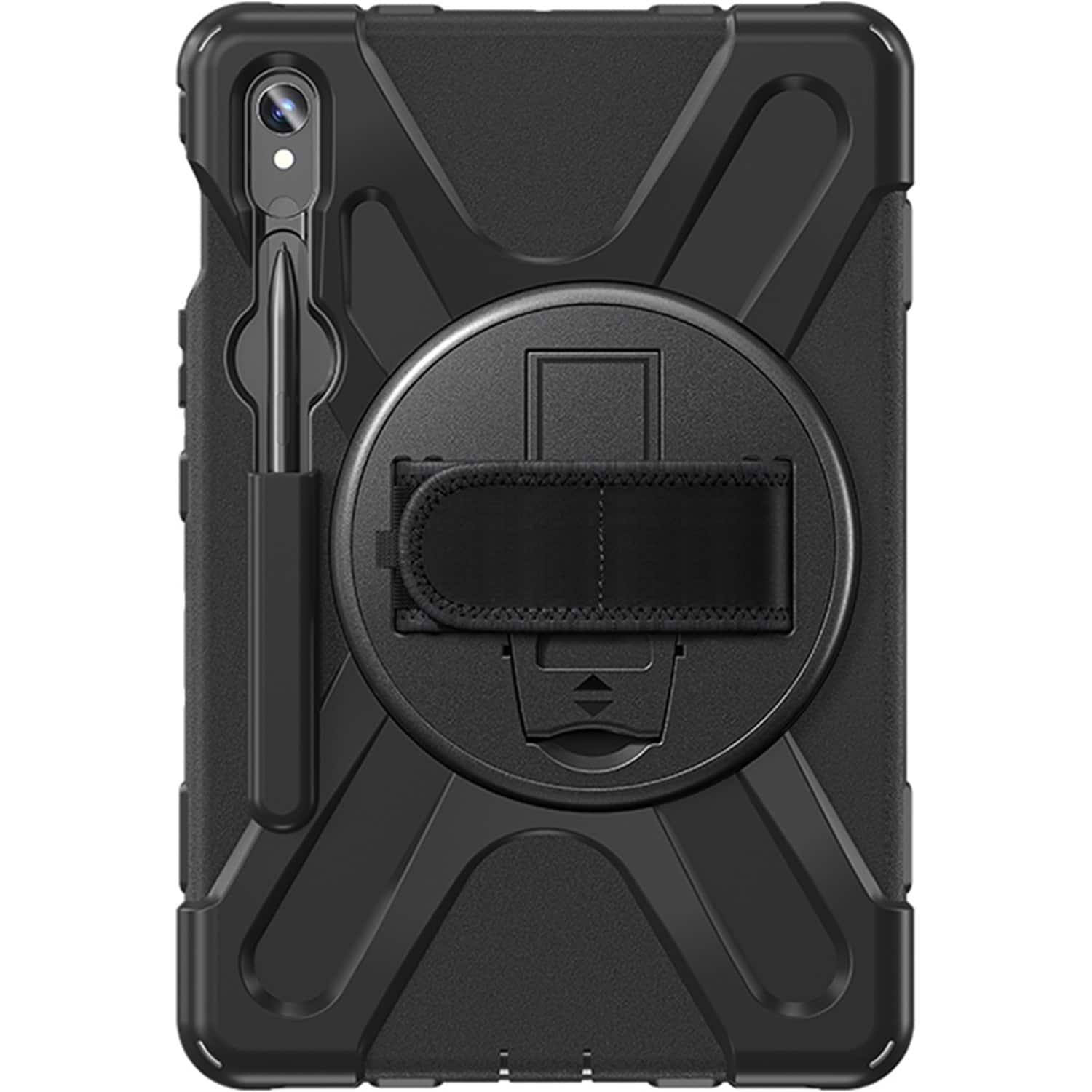 Front. SaharaCase - Raider-X Series Hand Strap Case for Samsung Galaxy Tab S8, Tab S9, Tab S9 FE, S10 FE, and S10 Lite (2025) - Black.