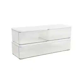Martha Stewart - Grady Premium Clear Plastic Storage Boxes - Clear/White Engineered Top