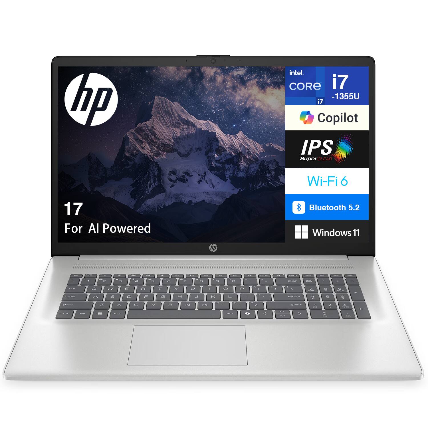 hp intel CORE i7 -1355U i7 Copilot IPS SuperCLEAR Wi-Fi 6 17 For AI Powered Bluetooth 5.2 Windows 11