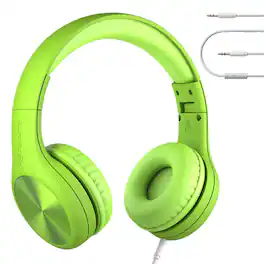 Stock Preferred - Connect+ Pro Kids Headphones with Mic & Cord – - Green