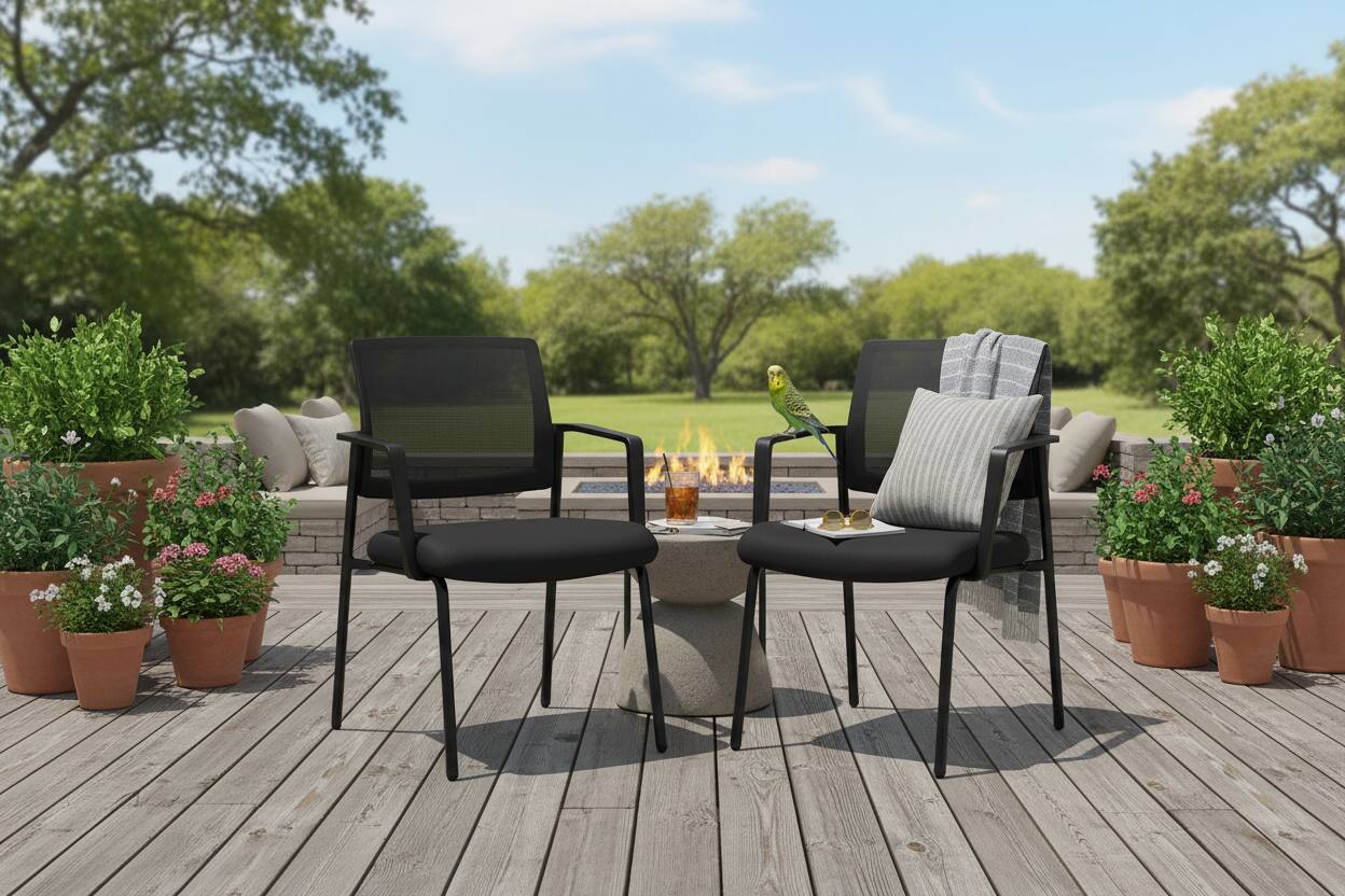 Alt View 5. AOITUN - Mesh Back Stacking Arm Chairs Set of 2,Upholstered for Comfortable Daily Use - Black.