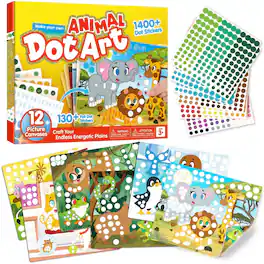 Joyfy - Animal Dot Art Kit for Kids 3-7, No Mess Sticker Arts and Crafts, Creative DIY Activity Toy, Gifts for Boys Girls