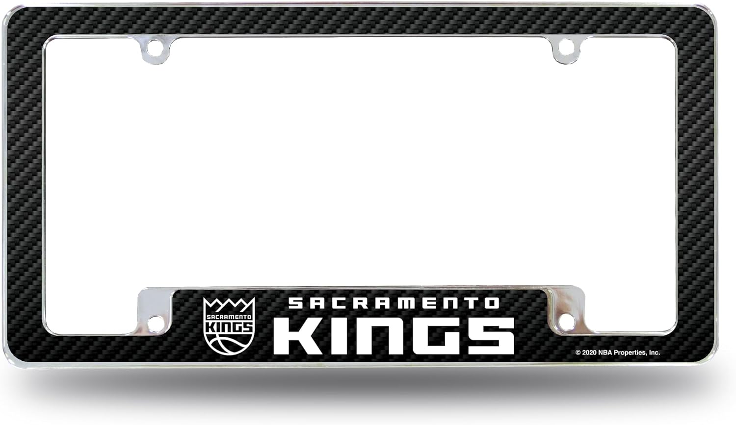 Sacramento Kings NBA Chrome Metal License Plate Frame with Carbon Fiber Design