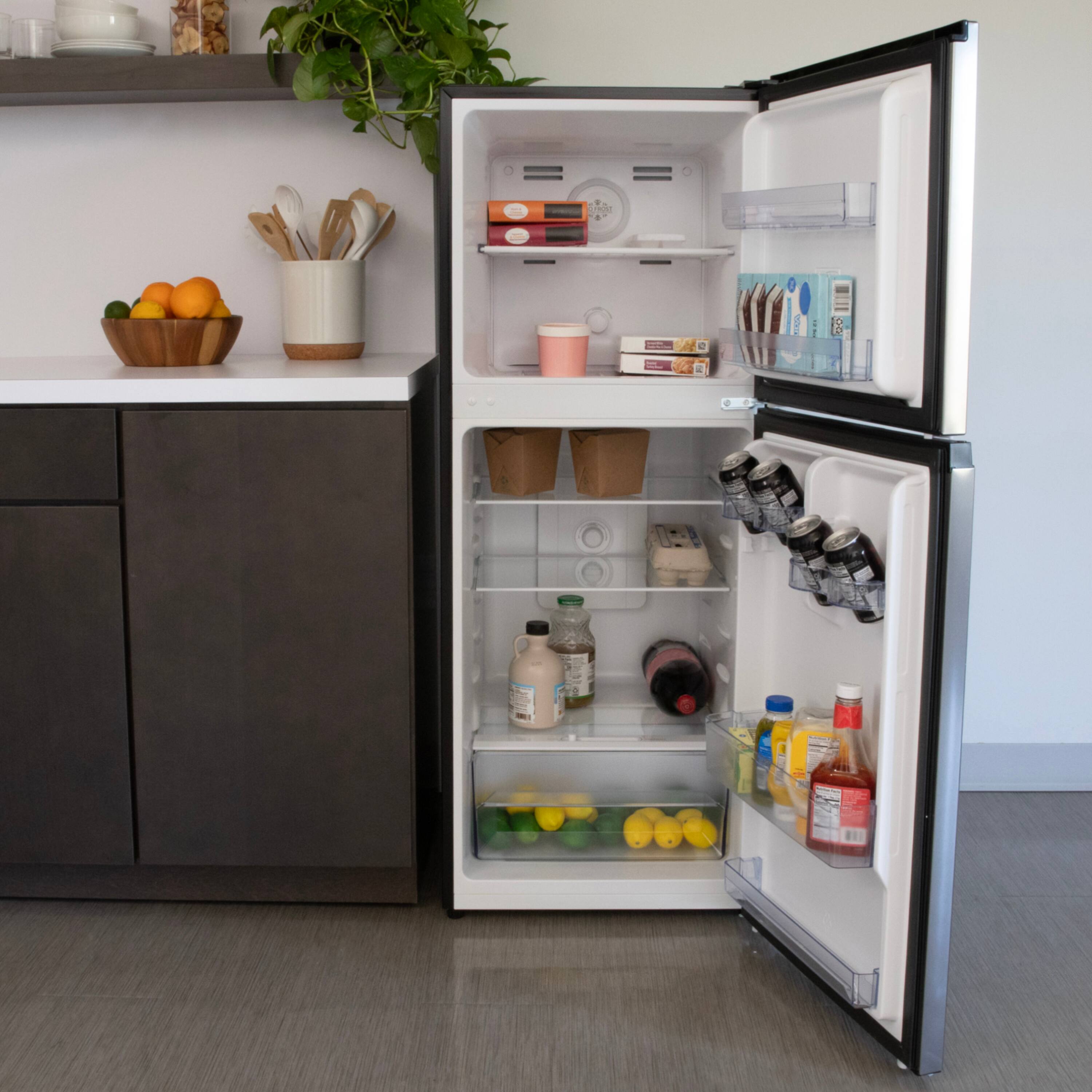 Left. Avanti - 7.0 cu. ft. Apartment Size Refrigerator - Stainless Steel.