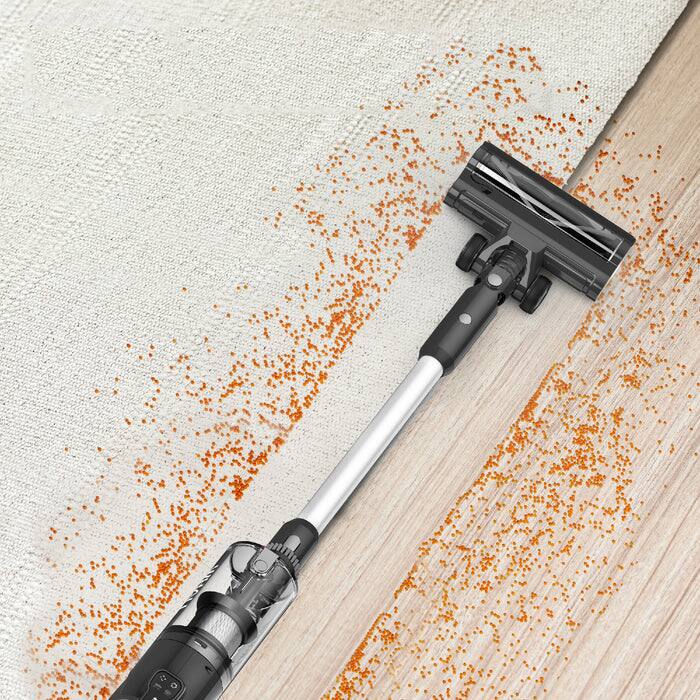 Left. WHALL - WHALL Cordless Stick Vacuum Cleaner, Strong Suction & Rechargeable, 45min Runtime for Home, Carpet & Floor Cleaning - Grey.