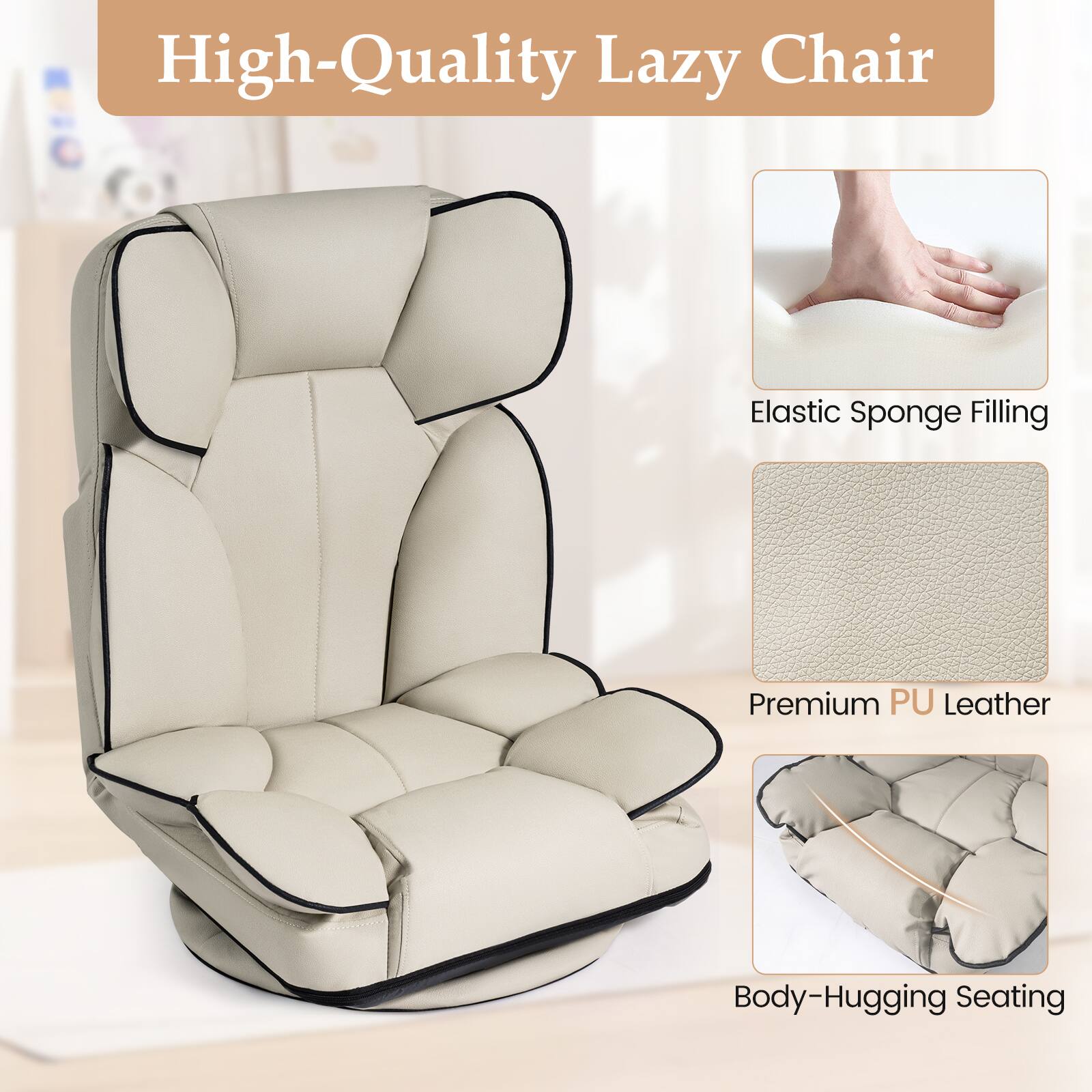 High-Quality Lazy Chair

- Elastic Sponge Filling
- Premium PU Leather
- Body-Hugging Seating
