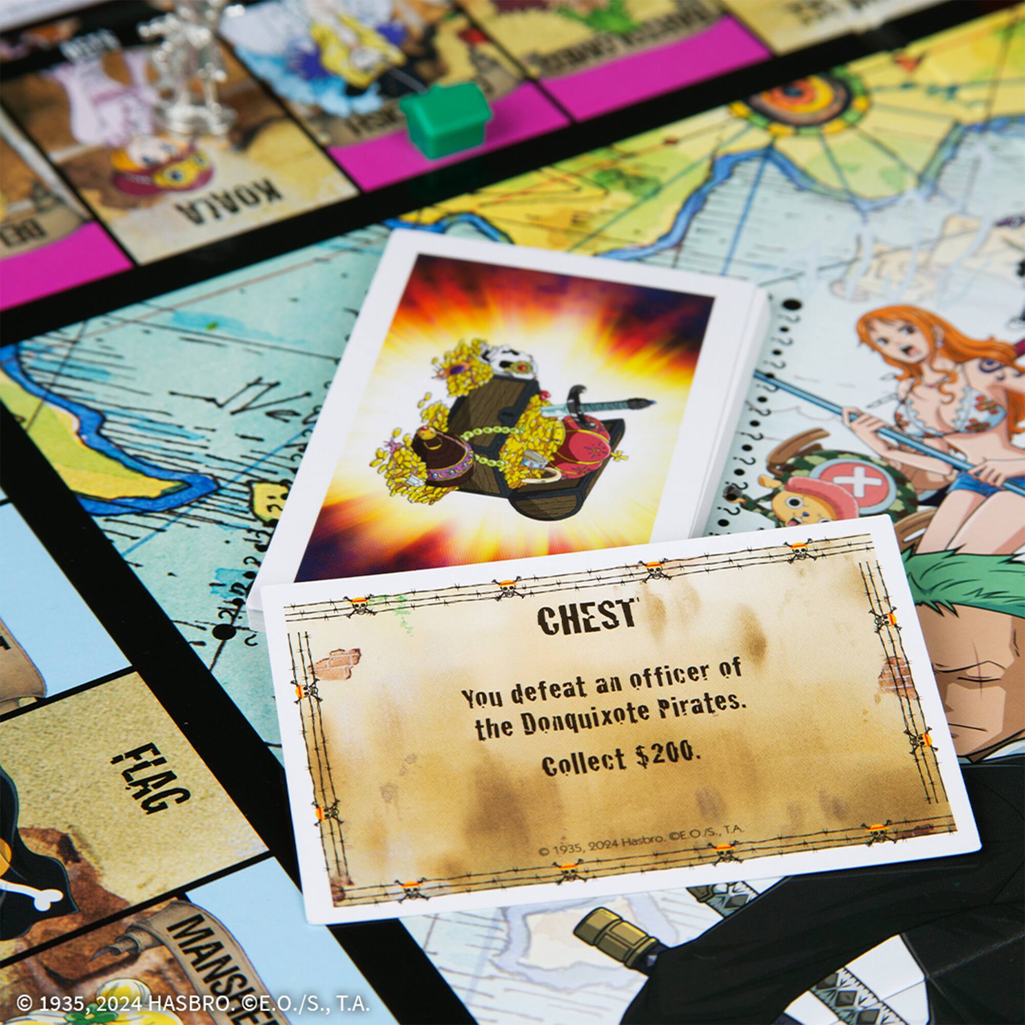 The text on the image is:

"You have defeated an officer of the Donquixote Pirates. Collect $200."

The text is grouped and corrected as follows:

"You have defeated an officer of the Donquixote Pirates. Collect $200."