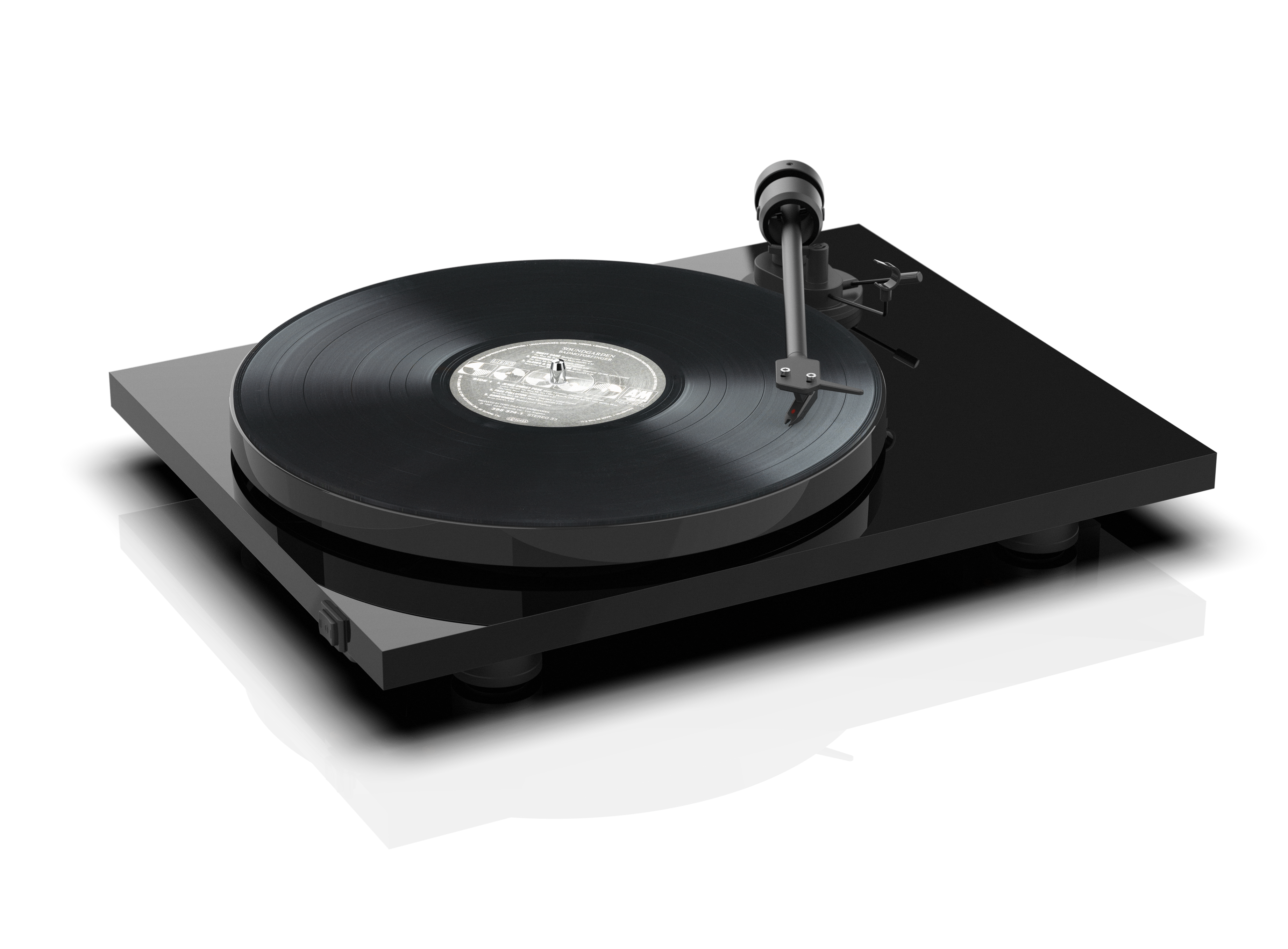 Angle. Pro-Ject - E1 Record Player - Gloss Black.