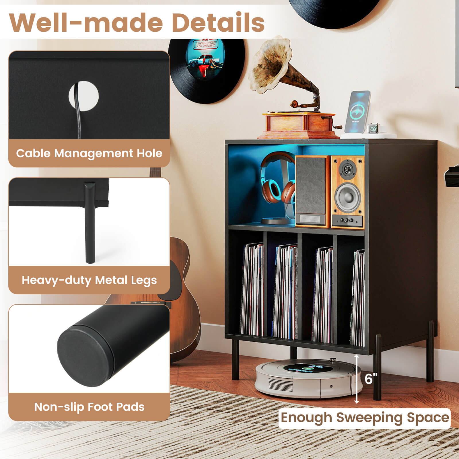 Well-made Details  
- Cable Management Hole  
- Heavy-duty Metal Legs  
- Non-slip Foot Pads  
- Enough Sweeping Space