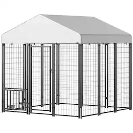 Pawhut - x 5.9' x 6' Outdoor Dog Kennel with Roof - Silver