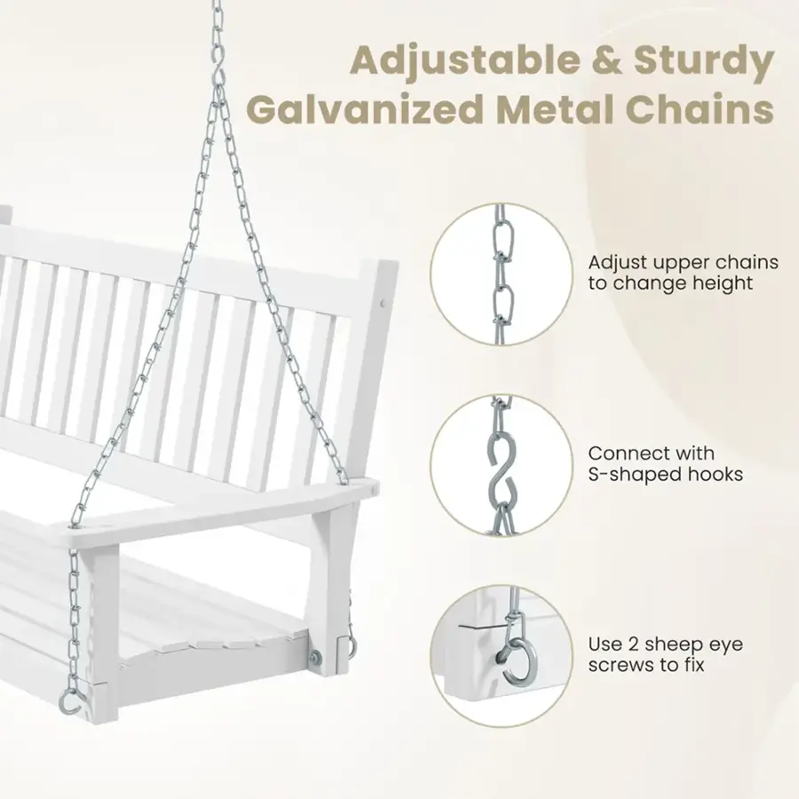Adjustable & Sturdy Galvanized Metal Chains: Adjust upper chains to change height. Connect with S-shaped hooks. Use 2 sheep eye screws to fix.