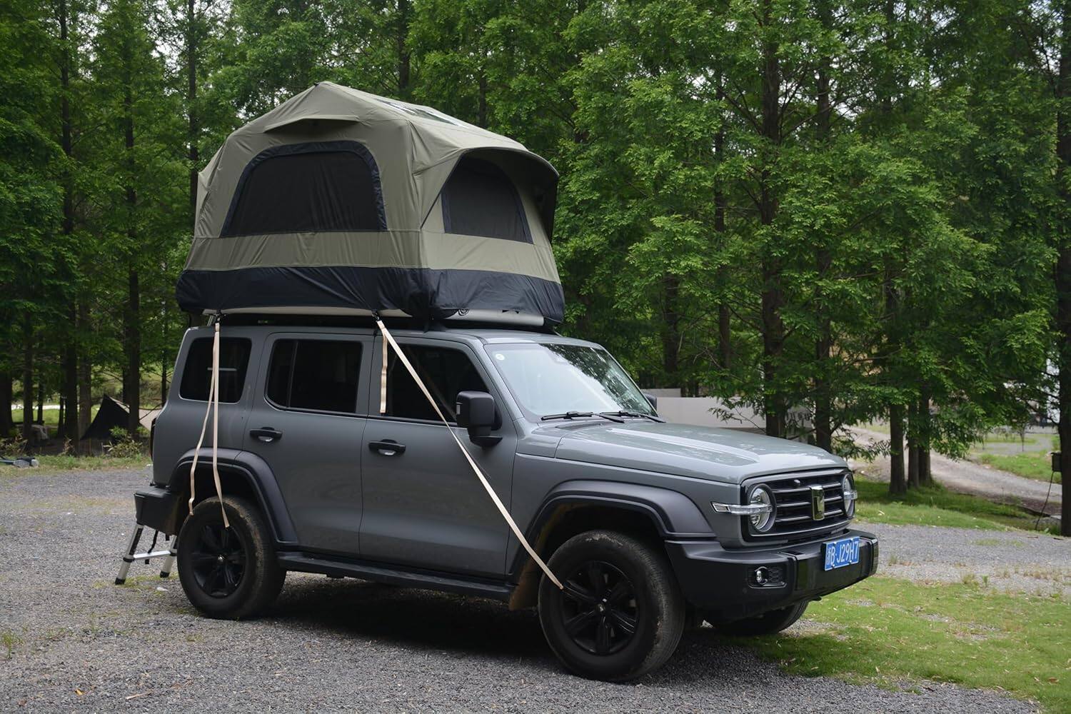 Alt View 5. Trinkets Crazed - Inflatable Rooftop Tent for Car SUV Truck,2 Person Roof Top Camping Tent with Mattress & Ladder - green.