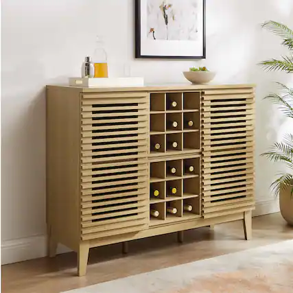 Front. Modway - Render Bar Cabinet by Modway - Oak.