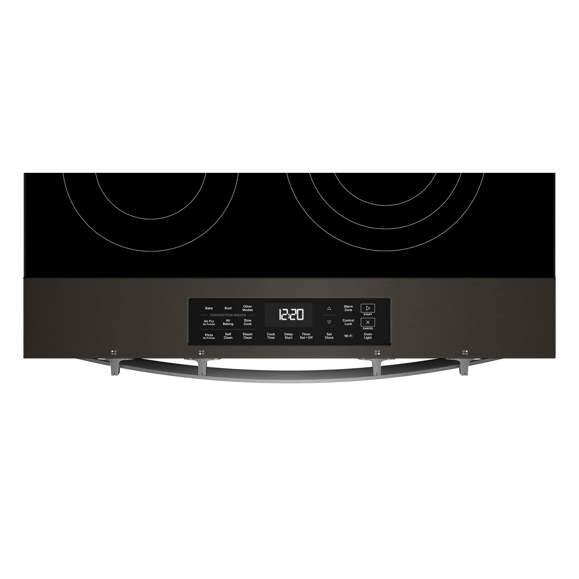 Alt View 2. Whirlpool - 5.0 Cu. Ft. Slide-In Electric Range with Air Cooking Technology - Black-on-Stainless.
