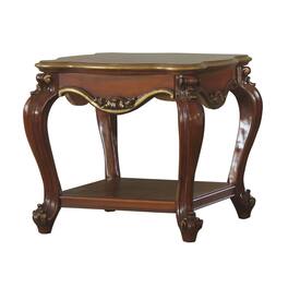 Manhattan Lane - Wooden End Table with Open Bottom Shelf and Carved Details - Brown