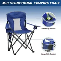Bestier Folding Lawn Chair with Jacquard Mesh Seat - Blue - Front_Zoom