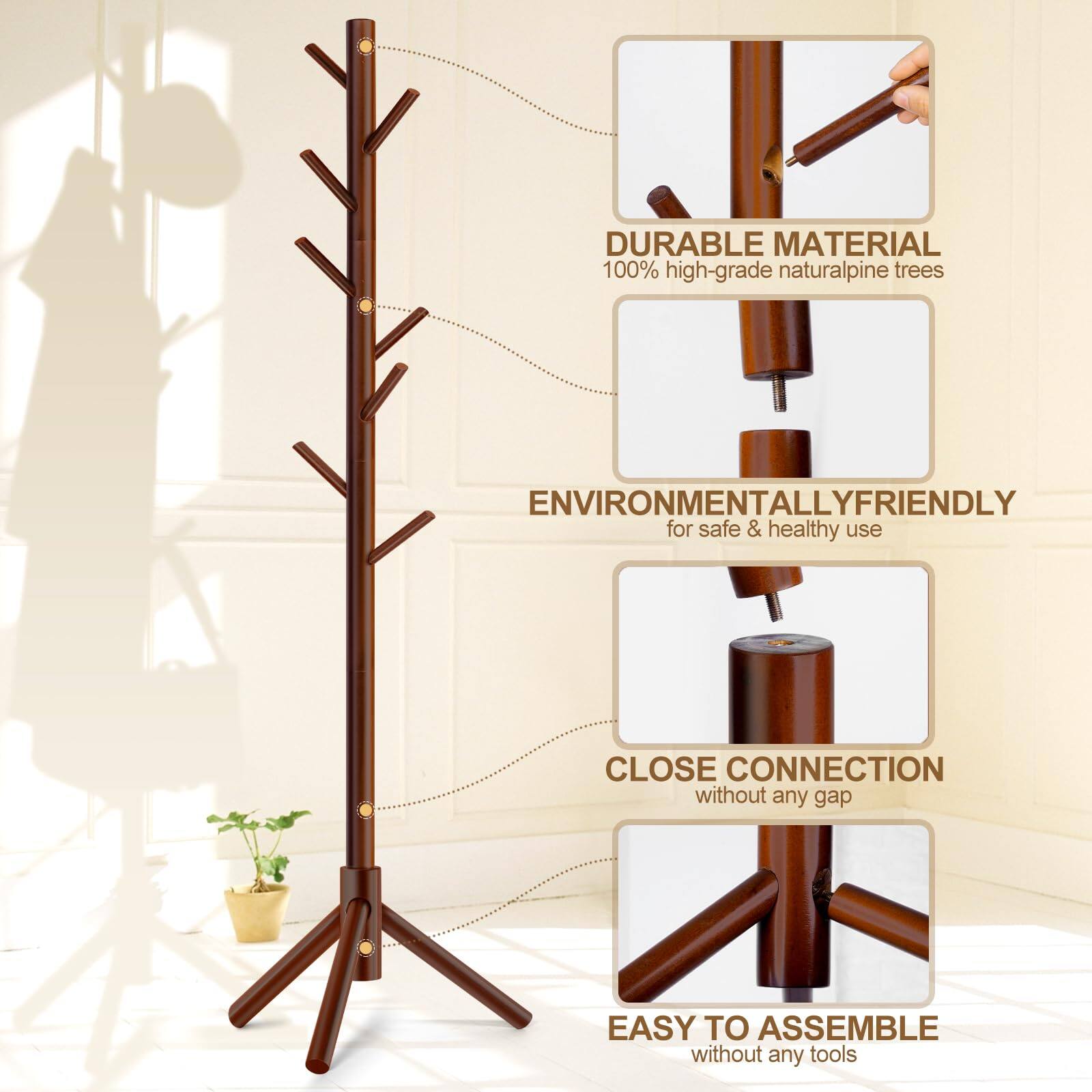 - DURABLE MATERIAL  
  100% high-grade natural pine trees

- ENVIRONMENTALLY FRIENDLY  
  for safe & healthy use

- CLOSE CONNECTION  
  without any gap

- EASY TO ASSEMBLE  
  without any tools