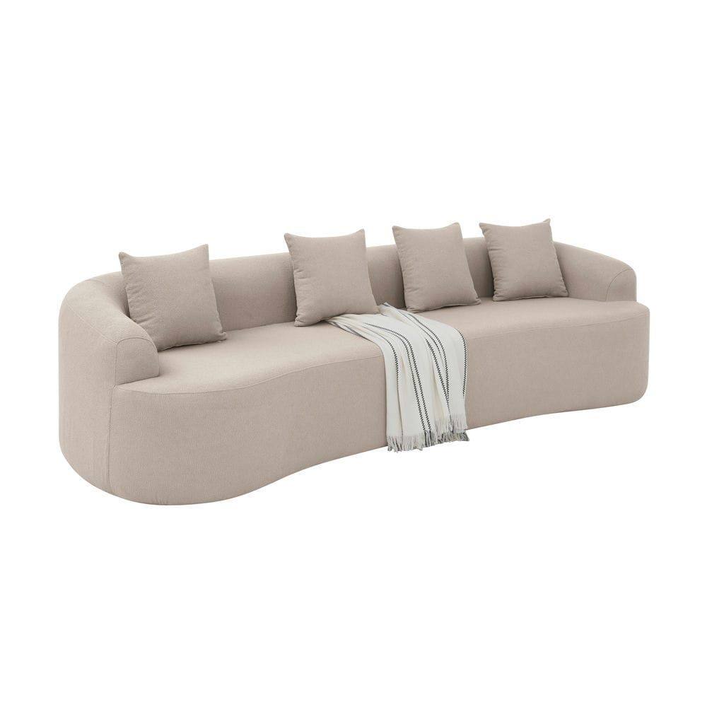 Alt View 6. Kadyn - Curved Sectional Sofa, Lamb's Wool Upholstery with Compression Packaging for Easy Setup, Brown - Brown.