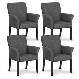 Gymax - Set of 4 Arm Chair Guest Chair Home Office w/ Wooden Legs Grey - Gray