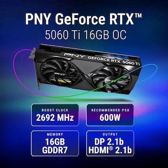 PNY NVIDIA GeForce RTX 5060 Ti Overclocked 16GB GDDR7 PCI Express PNY NVIDIA GeForce RTX 5060 Ti Overclocked 16GB GDDR7 PCI Express
