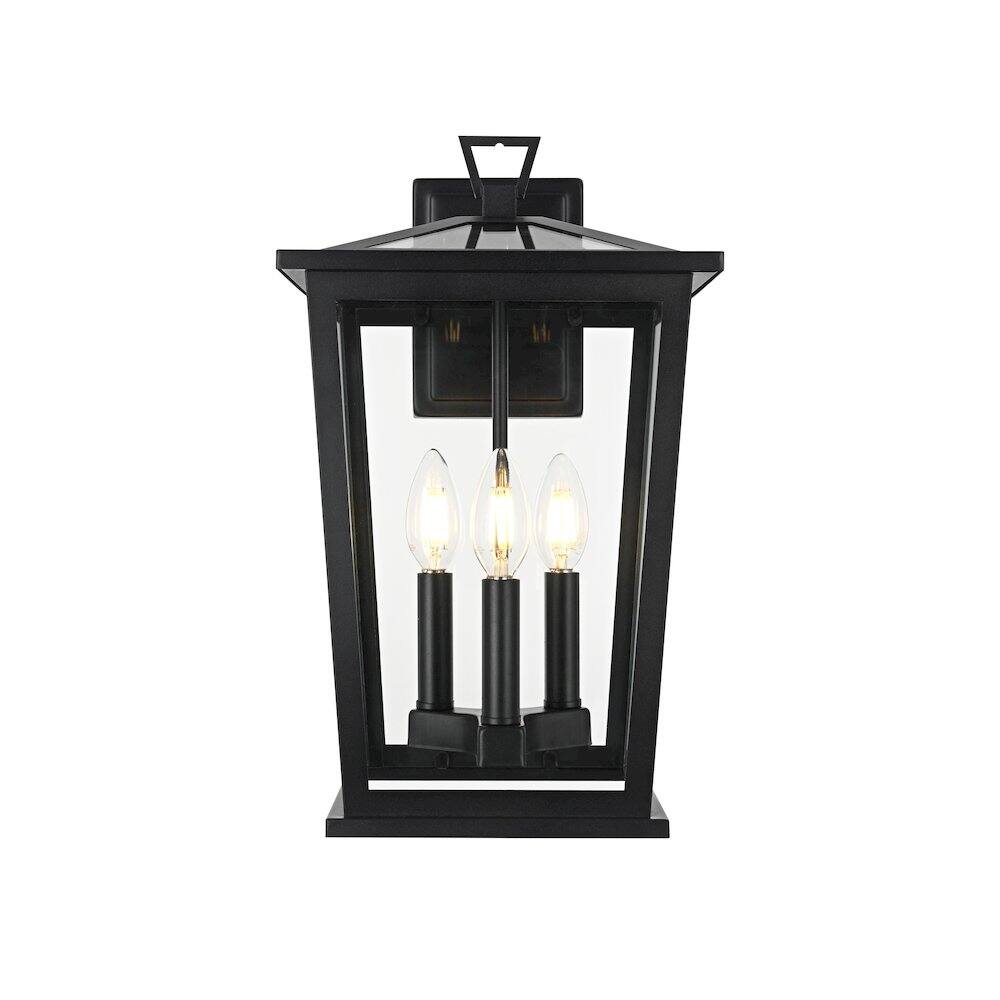 Back. Elegant Lighting - Cayman 7 inch Outdoor Pendant in Black - Black.