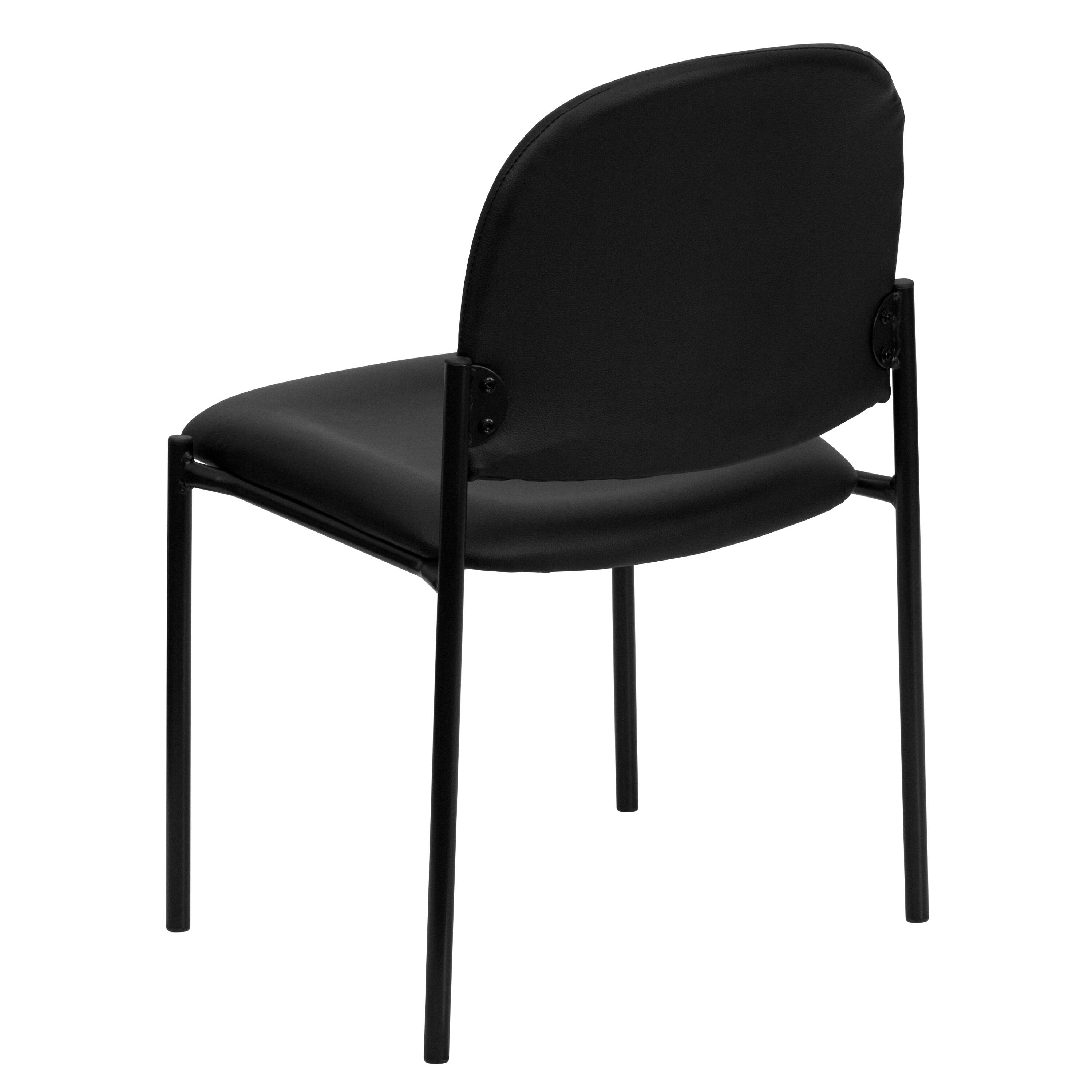 Alt View 5. Emma + Oliver - Comfort Stackable Steel Side Reception Chair - Black Vinyl.
