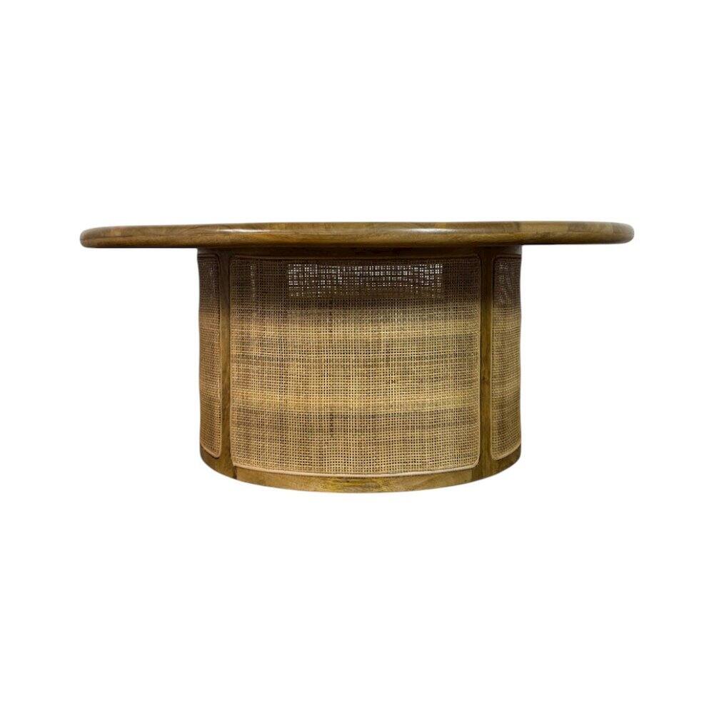 Alt View 2. Carolina Chair & Table - Marlowe 40" Cane Drum Base Coffee Table - Blonde Acacia - Beige.