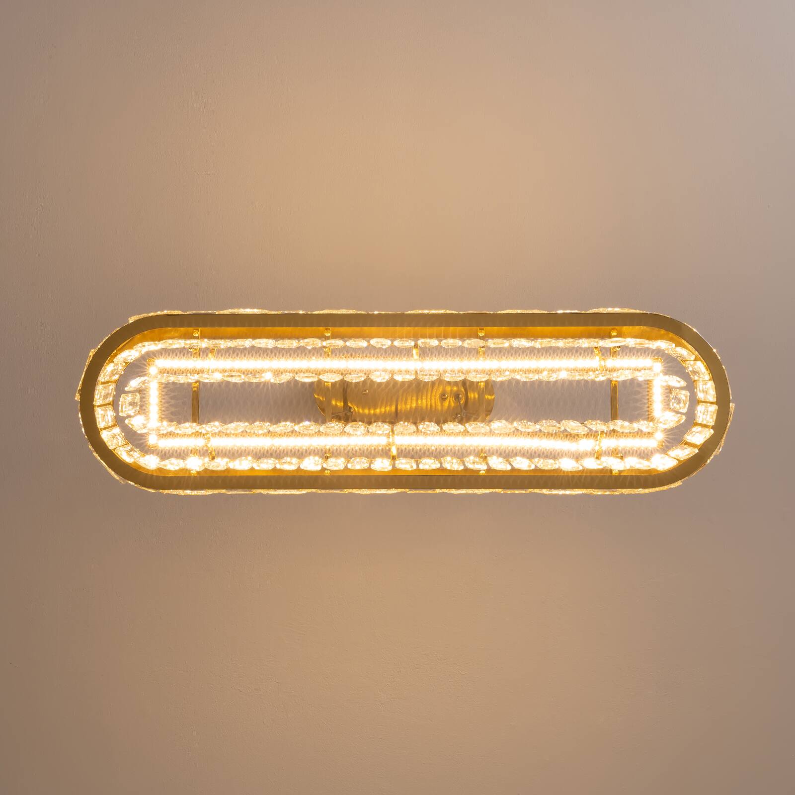Alt View 8. Siljoy - 35.4 Inch 5-Tier Gold Crystal Chandelier Dimmable LED Rectangular Pendant Light for Dining Room and Kitchen Island - Gold.