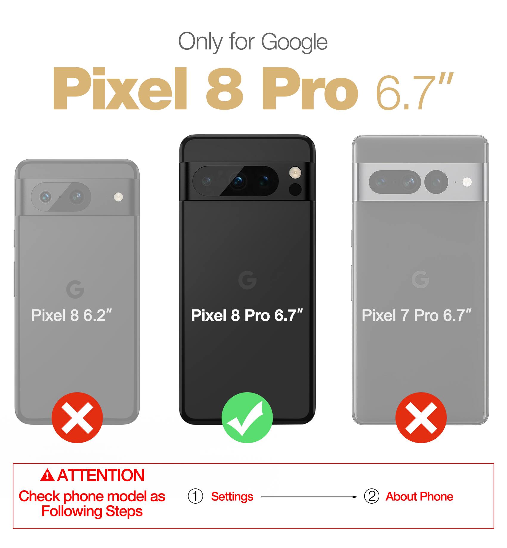 Only for Google Pixel 8 Pro 6.7"

ATTENTION: Check phone model as Following Steps
1. Settings
2. About Phone

Pixel 8 6.2" ❌  
Pixel 8 Pro 6.7" ✅  
Pixel 7 Pro 6.7" ❌