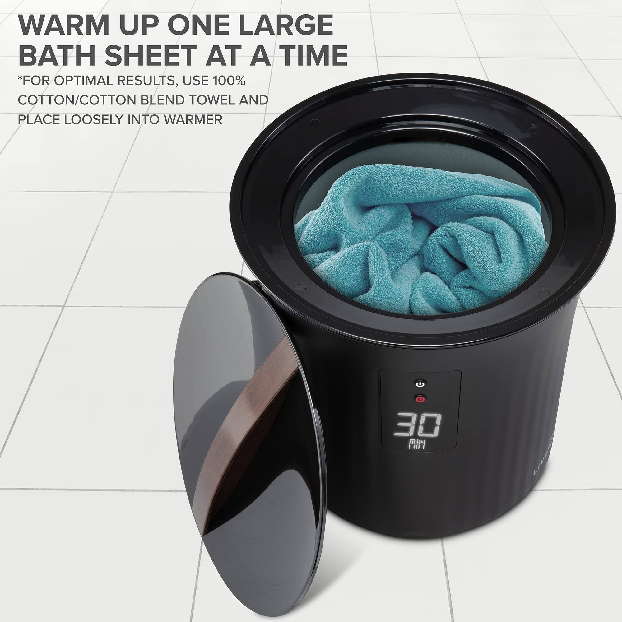 WARM UP ONE LARGE BATH SHEET AT A TIME
*FOR OPTIMAL RESULTS, USE 100% COTTON/COTTON BLEND TOWEL AND PLACE LOOSELY INTO WARMER
30 MIN