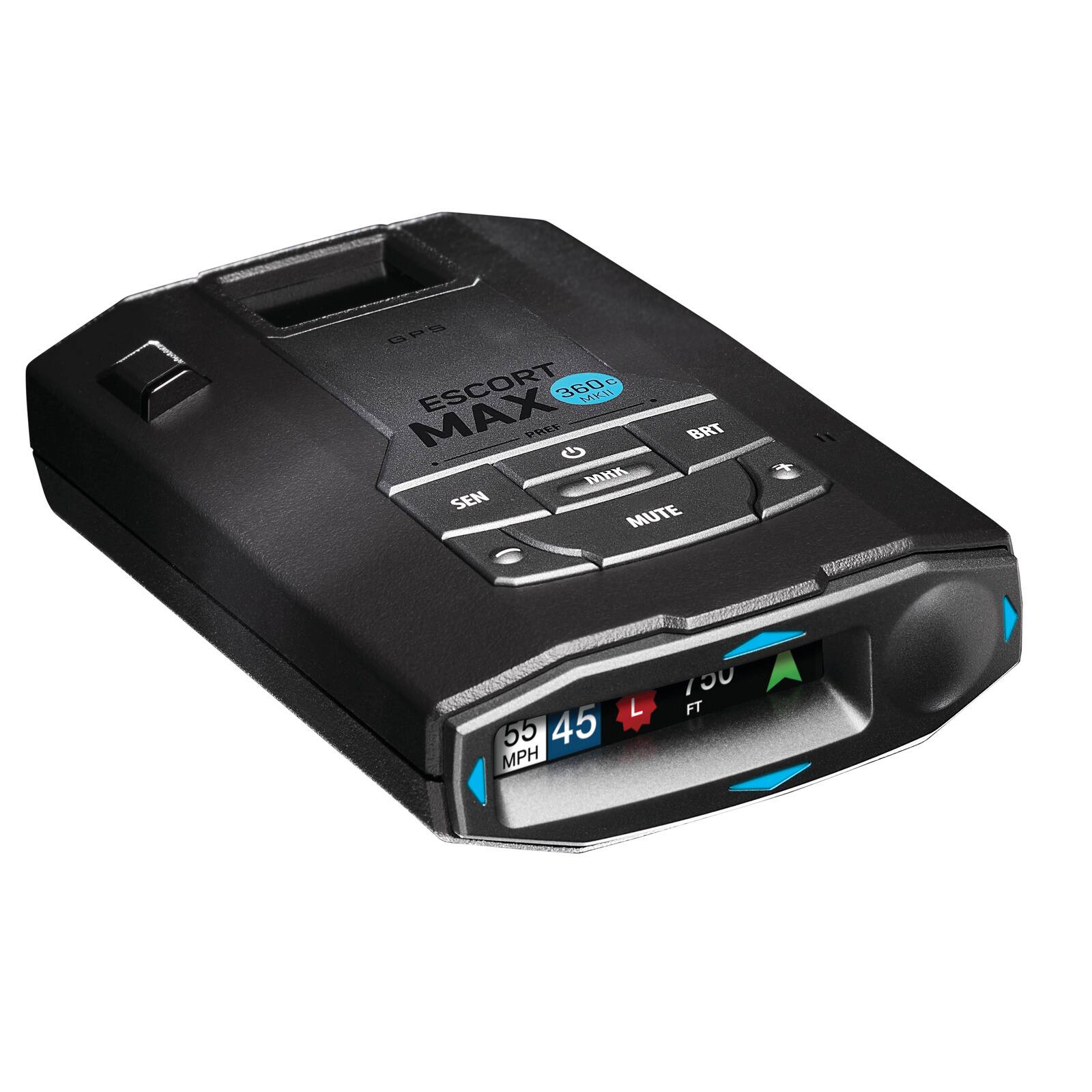 ESCORT MAX  
3800  
SEN  
BRT  
MUTE  
55 MPH  
45 L FT