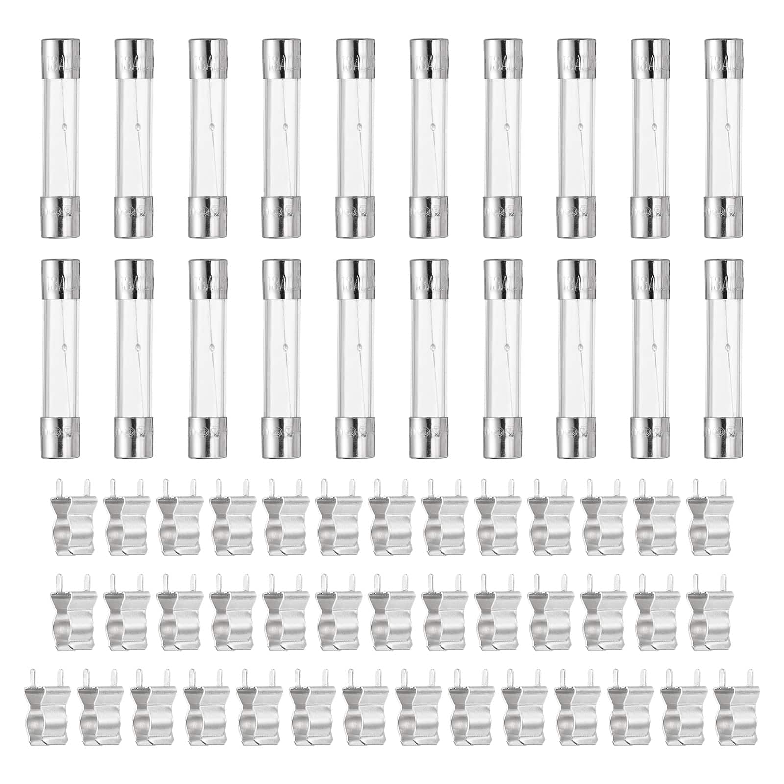 Unique Bargains - Glass Tube Fuses, 6x30mm 3A 250V Slow Fast Blow Glass Cartridge Tube Fuse with 40pcs Safety Clip 20pcs