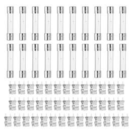 Unique Bargains - Glass Tube Fuses, 6x30mm 3A 250V Slow Fast Blow Glass Cartridge Tube Fuse with 40pcs Safety Clip 20pcs