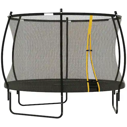 Front. Soozier - 8ft Trampoline Outdoor, Recreational Trampoline with Net Enclosure, Curved Poles and Safety Spring Cover for Kid Adults - Black.