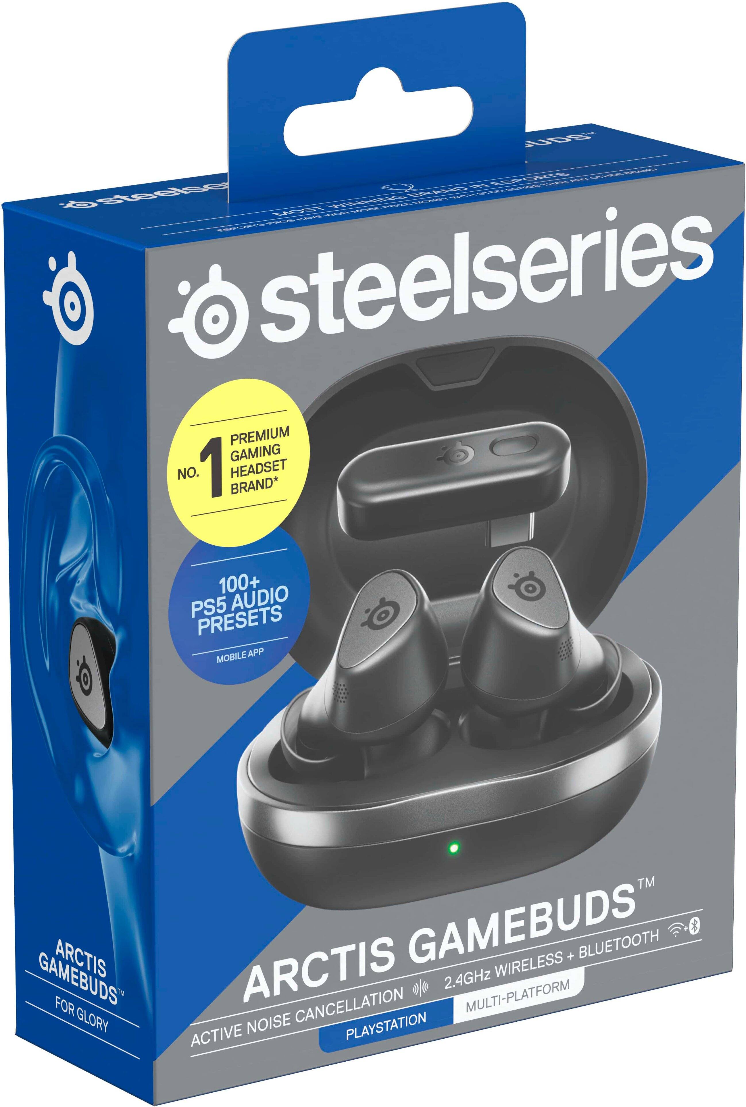 Steelseries Arctis Gamebuds Wireless Bluetooth Headset - 100+ PS5 Audio Presets - Gamebuds Arctis Focus 2.0 - Multi-Platform Noise Cancellation - 2.4GHz Wireless - PlayStation Active - 9-10 Hours Battery Life - Black