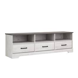 Prepac - Rustic Ridge TV Stand Washed Engineered Wood Cabinet with Shelves - White