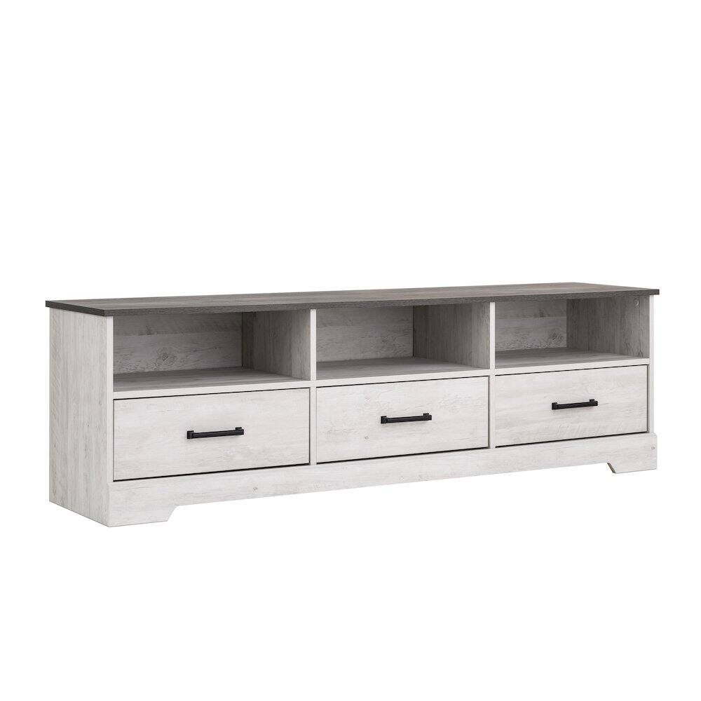 Front. Prepac - Rustic Ridge TV Stand Washed White Engineered Wood Cabinet with Shelves - White.