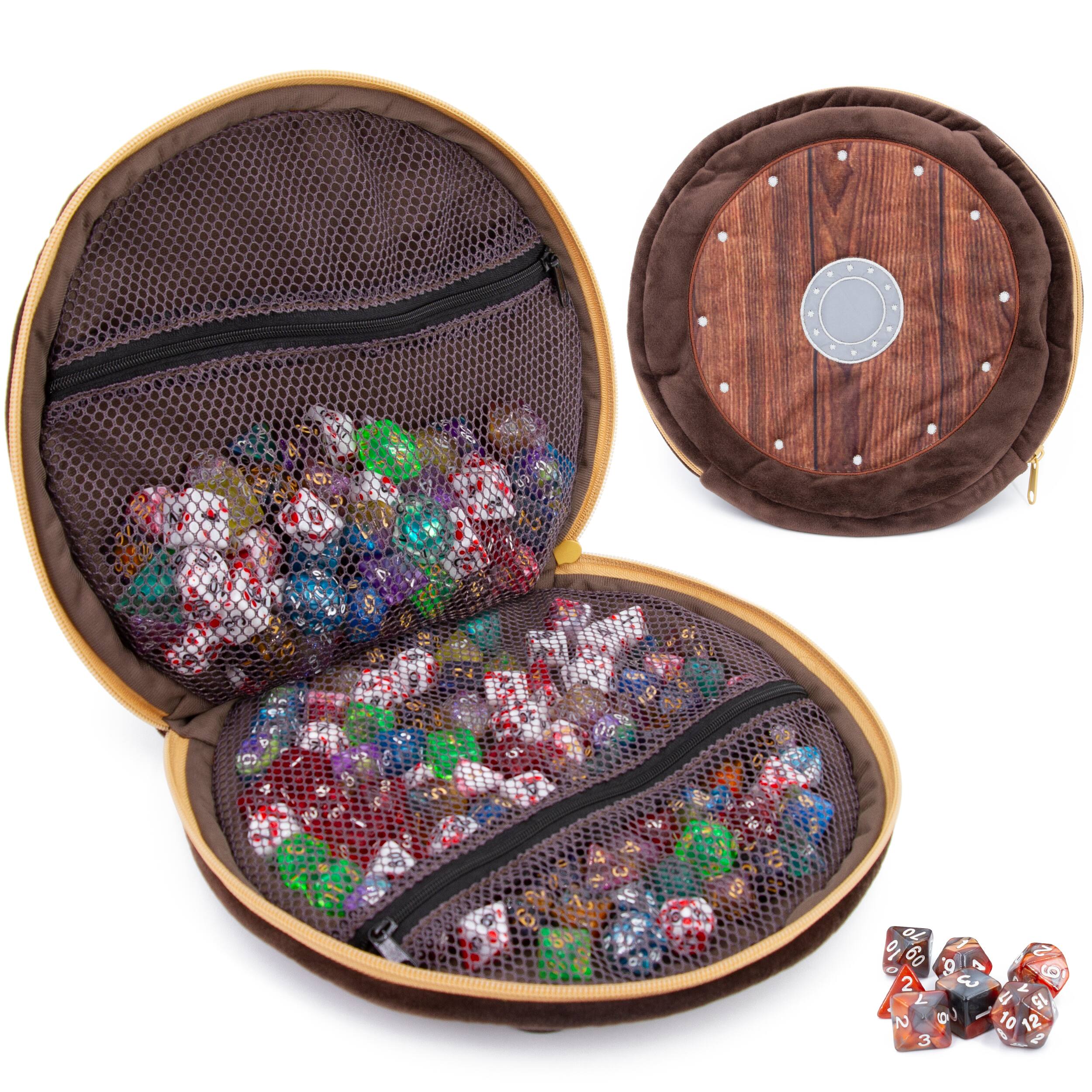 Alt View 5. CASEMATIX - Wearable Dice Shield Case for 300 Dice with 7 RPG Dice Set, Plush Travel Dice Holder with Zipper Pouches & Straps.