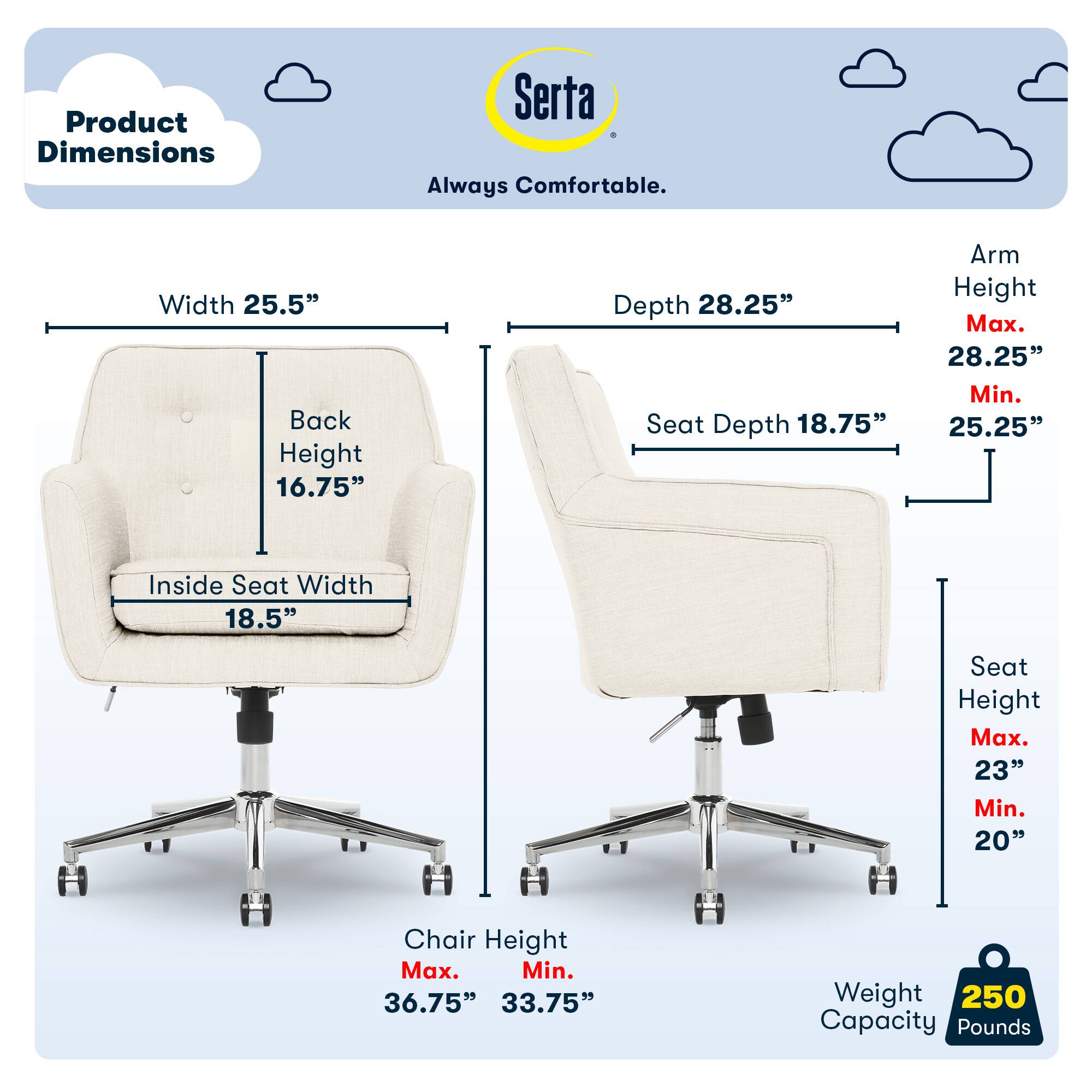 Serta – Ashland Memory Foam & Twill Fabric Home Office Chair – Ivory Sansujyuku sansujyuku.com