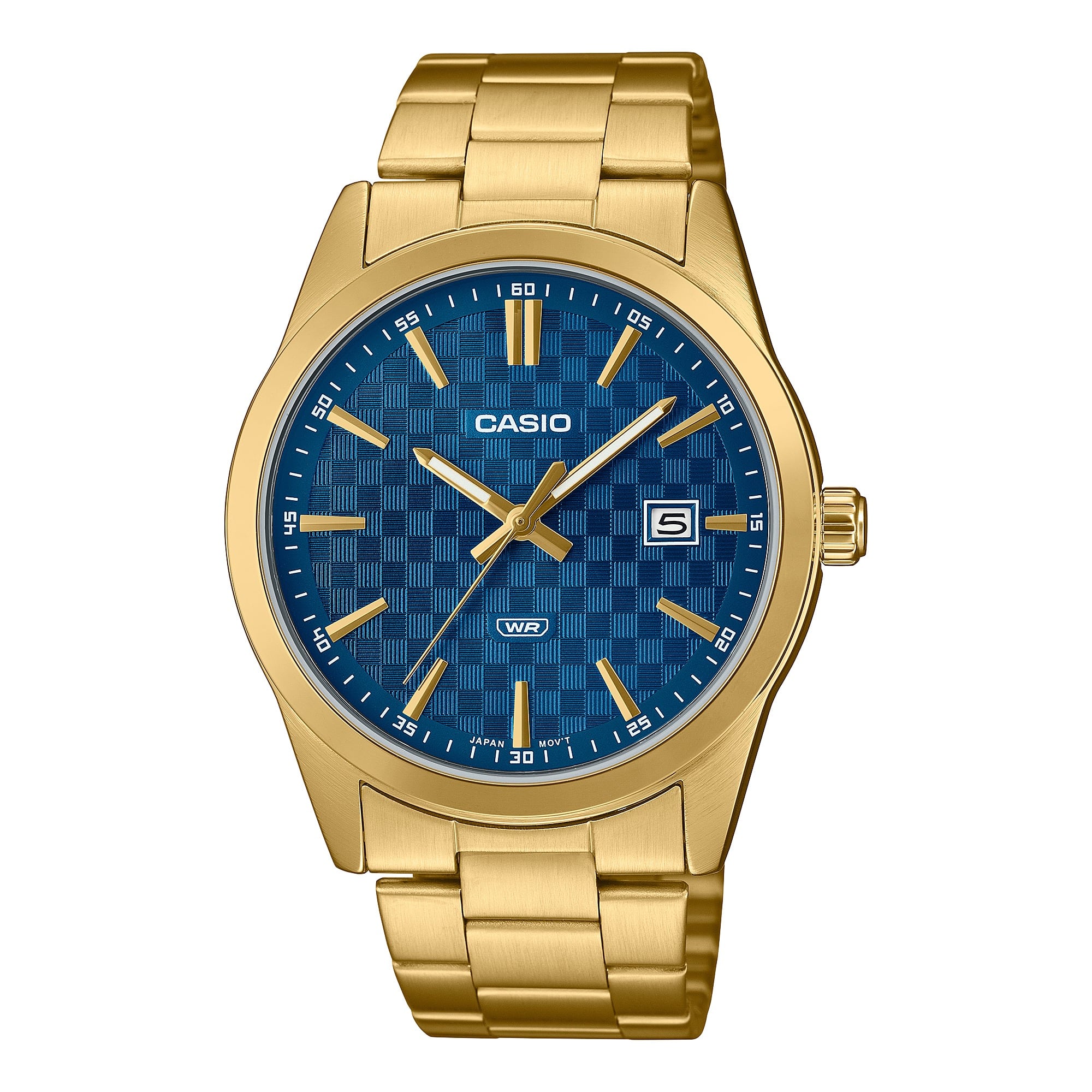 Casio - Men’s Analog Watch with Blue Pattern Dial and Date Display - MTP-VD03G-2A - Gold price history on PriceWatchPro