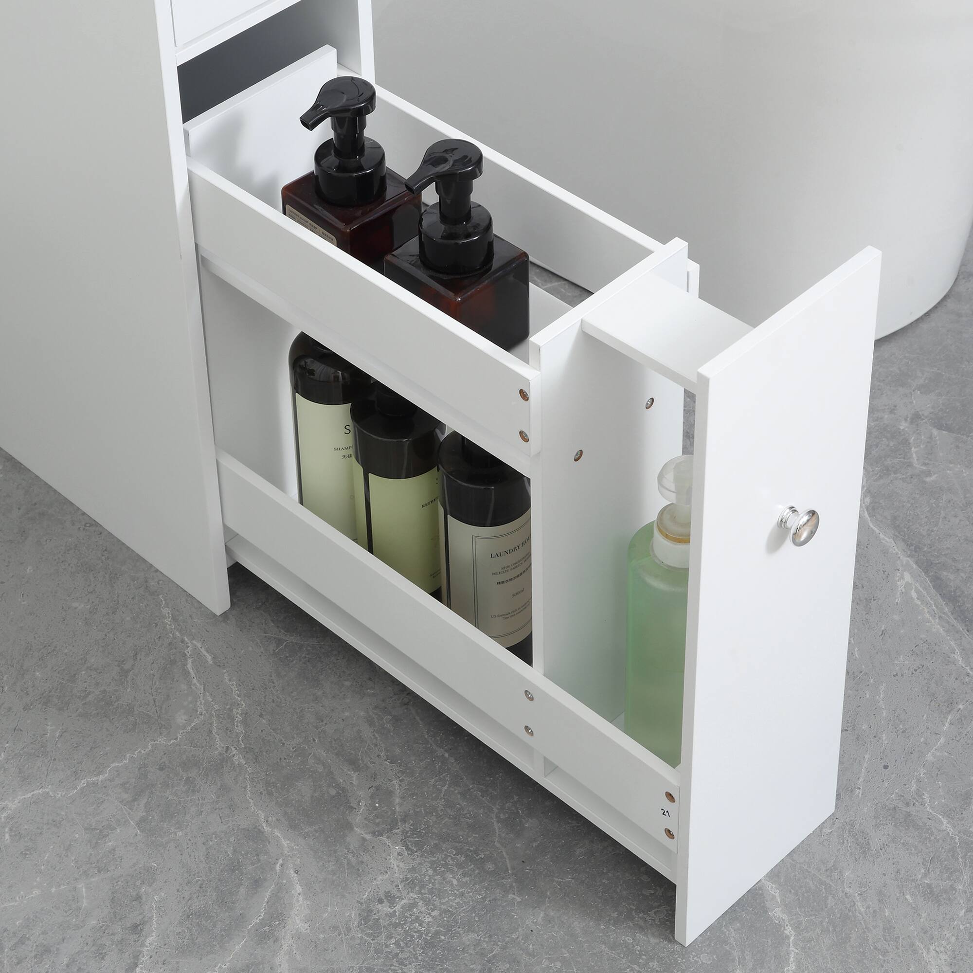 Alt View 7. Homcom - Bathroom Floor Organizer Free Standing Space Saving Narrow Storage Cabinet Bath Toilet Paper Holder - White.