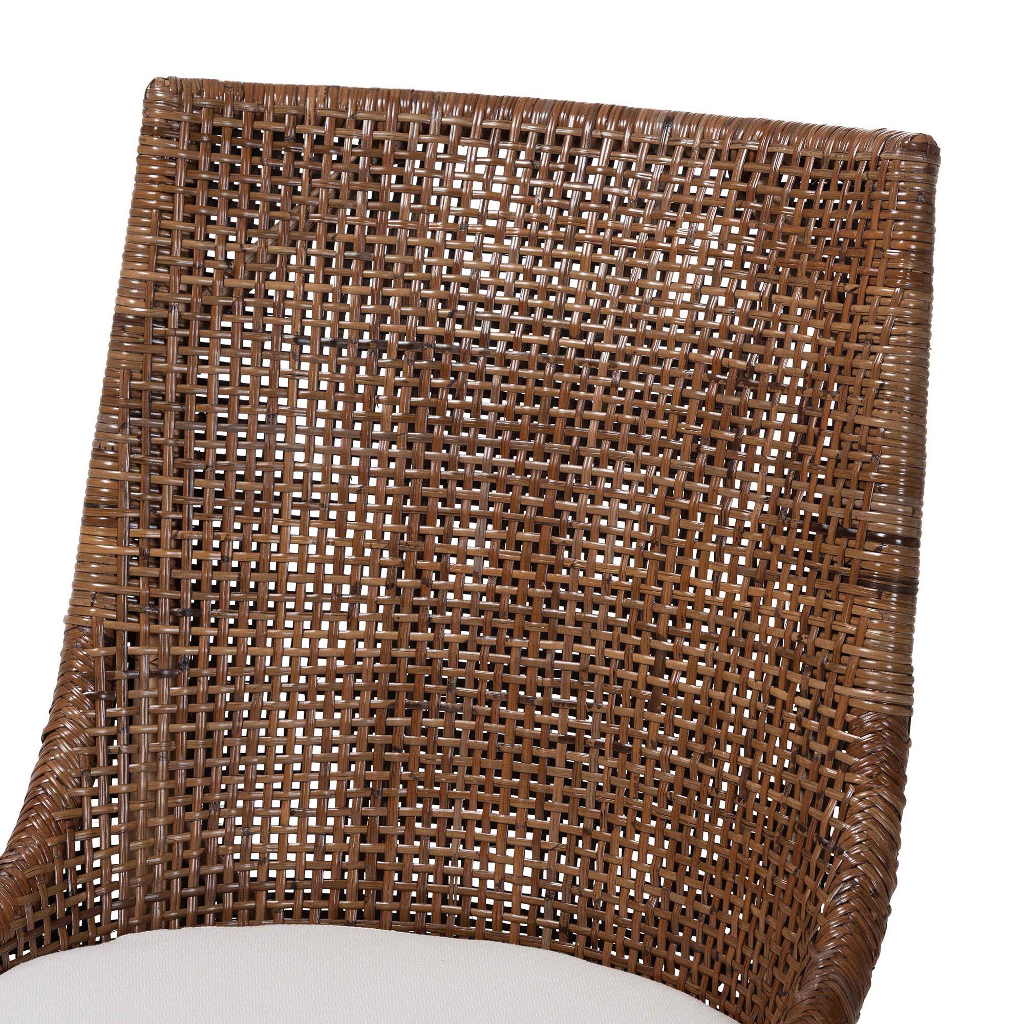 Alt View 1. bali & pari - Bella Rattan Dining Chair with Cushion - Handwoven Wicker Accent Side Chair with High Backrest, Coastal Boho Seating - Coffee Bean.